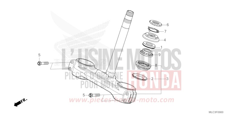 STEERING STEM for Transalp 750 MAT BALLISTIC BLACK METALLIC (NHA86) from 2023